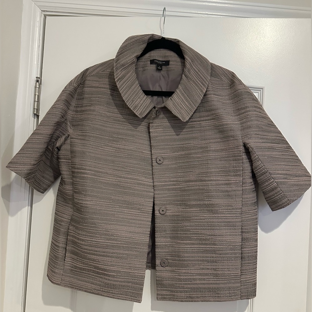 Ann Taylor Chic Metallic Blend Gray / Mauve Blazer